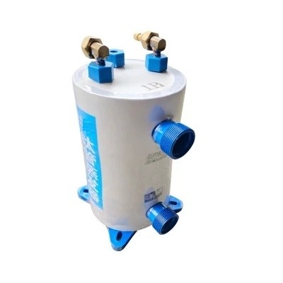 PVC shell and titanium tube coil heat exchanger condenser seafood machine evaporator for swimming pool heat pump
